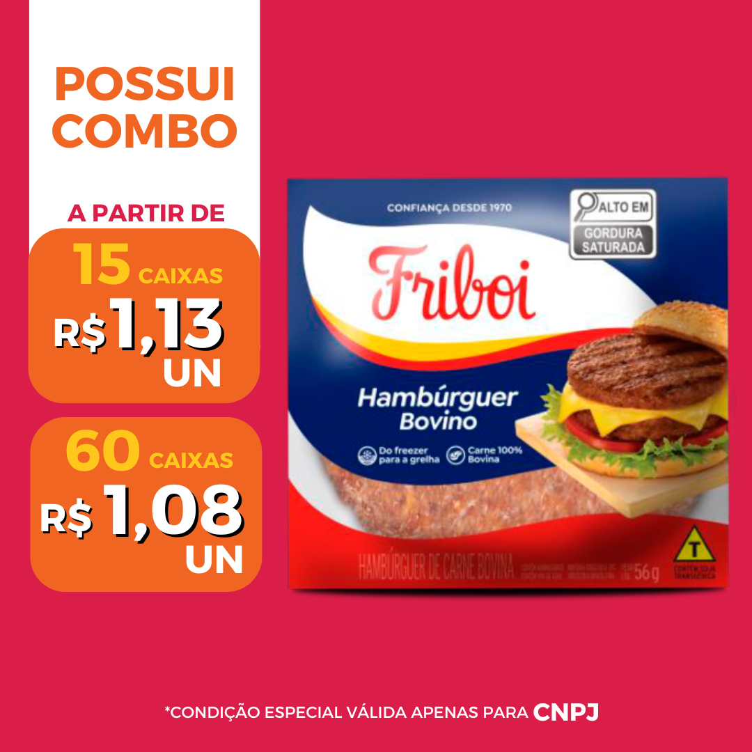 Hamburguer Bovino Cong 56g - Friboi